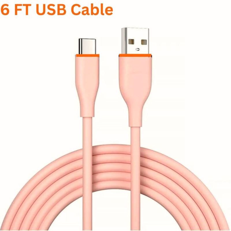 6FT Type-C to USB Cable 2.4A Heavy-Duty Durable Soft Flexible Tangle-Free Charging