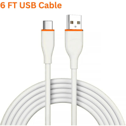 6FT Type-C to USB Cable 2.4A Heavy-Duty Durable Soft Flexible Tangle-Free Charging