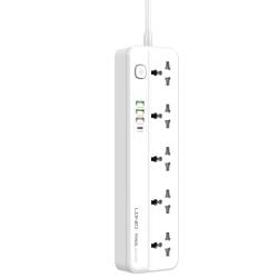 Regleta de enchufes multipuerto con 5 tomas de corriente, 3 puertos USBA PD/QC 3.0 y 1 puerto