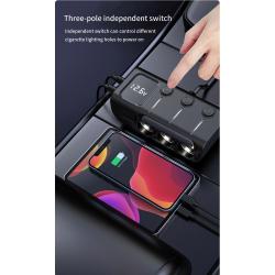 20W Car Lighter: USB PD Fast Charge, 3-Socket Splitter with Independent Switch GC01 for Universal Cell