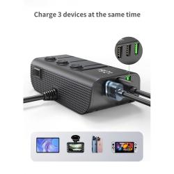 Encendedor de coche de 20 W al por mayor: carga rápida USB PD, divisor de 3 enchufes