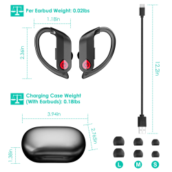 Wireless V5.3 TWS Earbuds In-Ear Stereo Headset Hook Earphone