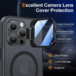 Glass Lens Cover Kickstand Cover Case for Apple iPhone 15 Pro Max