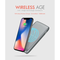2 in 1 Qi Wireless Charging & Power Bank External Battery Pack 10000 mAh
