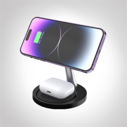 2 in 1 Magnetic Wireless Charger Station 15W Quick Charger MagSafe Charging