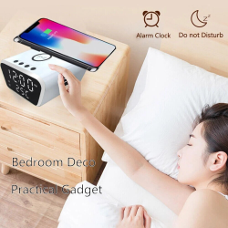 15W Wireless Charging Alarm Clock with Temperature Display Adjustable Brightness