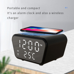 15W Wireless Charging Alarm Clock with Temperature Display Adjustable Brightness
