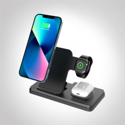 Foldable 3 in 1 15W Fast Charge Magnetic Wireless Charger Pad Adjustable