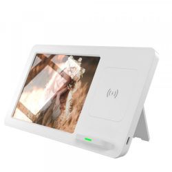 Premium 2-in-1 10W Qi Wireless Charging Stand with 4" x 6" Picture Frame Photo Display(White)