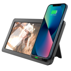 Premium 2-in-1 10W Qi Wireless Charging Stand with 4" x 6" Picture Frame Photo Display(White)