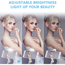 6 inch LED Light Slim Wireless Bluetooth Remote Extendable Selfie Stick with Tripod Stand Round Design