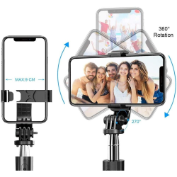 Heavy Duty 3 in 1 Aluminum Wireless Bluetooth Extendable Selfie Stick with Tripod Stand