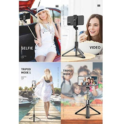 Heavy Duty 3 in 1 Aluminum Wireless Bluetooth Extendable Selfie Stick with Tripod Stand