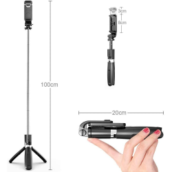 Heavy Duty 3 in 1 Aluminum Wireless Bluetooth Extendable Selfie Stick with Tripod Stand