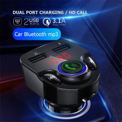 Bluetooth Car FM Transmitter, Wireless Audio Adapter Receiver with Quick Charge Dual USB