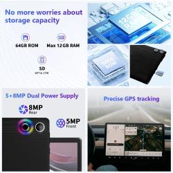 A10L 10 Inch Tablet Android 14 12GB RAM 64GB ROM 1TB Expand WiFi 6 Fac