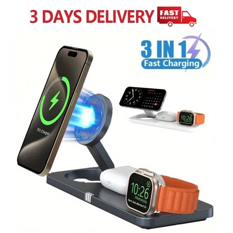 3-in-1 Magnetic Wireless Charging USB Powered Multi-Device Charging fo