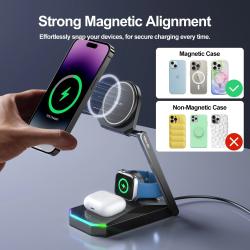 Foldable 3 in 1 Charging Station for iPhone 16 15 14 13 12 Pro Max Fas