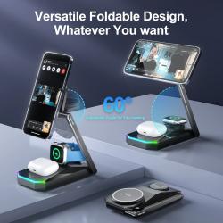 Foldable 3 in 1 Charging Station for iPhone 16 15 14 13 12 Pro Max Fas