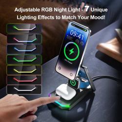 Foldable 3 in 1 Charging Station for iPhone 16 15 14 13 12 Pro Max Fas