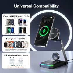 Foldable 3 in 1 Charging Station for iPhone 16 15 14 13 12 Pro Max Fas