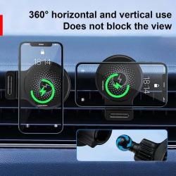 Wireless Car Charger 15W Fast Charging Strong Magnet Phone Holder 360 