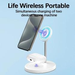 30W Magnetic 2 in 1 Wireless Charger Stand For iPhone 15 14 13 12 Pro 