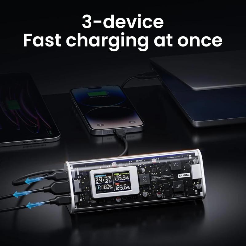 SHARGEEK 170 Power Bank 170W PD3.1 Laptop Portable Charger 24000mAh wi