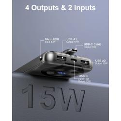 Portable Charger 10000mAh, Power Bank High-Speed Charging with Built i