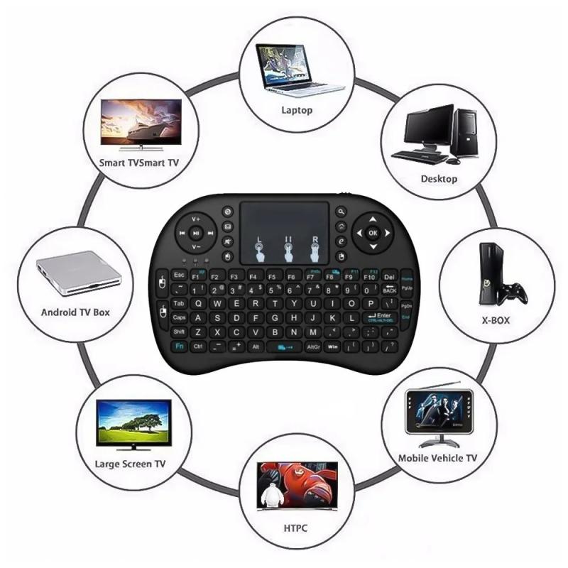 i8 2.4G Wireless Keyboard English Mini Keyboard Air Mouse Handheld Key