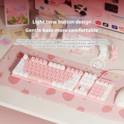 EWEADN GX320Z Pink Silent Office Keyboard, USB Wired Quiet Typing for 