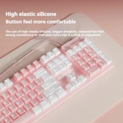 EWEADN GX320Z Pink Silent Office Keyboard, USB Wired Quiet Typing for 