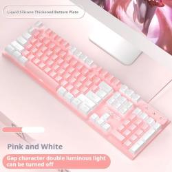 EWEADN GX320Z Pink Silent Office Keyboard, USB Wired Quiet Typing for 