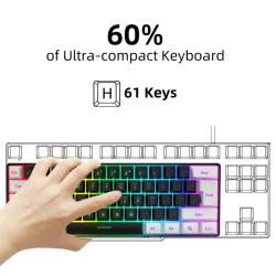 USB Wired Gaming Keyboard 61 Keys Compact Mini Office Keyboard for PC 