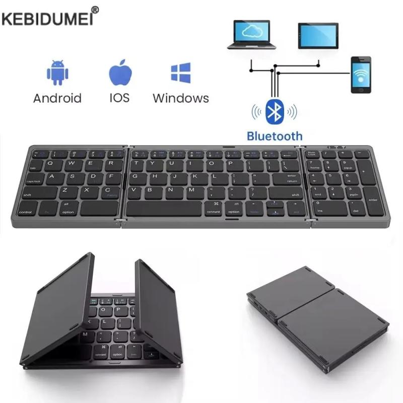 Foldable Wireless Bluetooth Keyboard Rechargeable Folding Keyboard For