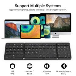 Foldable Wireless Bluetooth Keyboard Rechargeable Folding Keyboard For