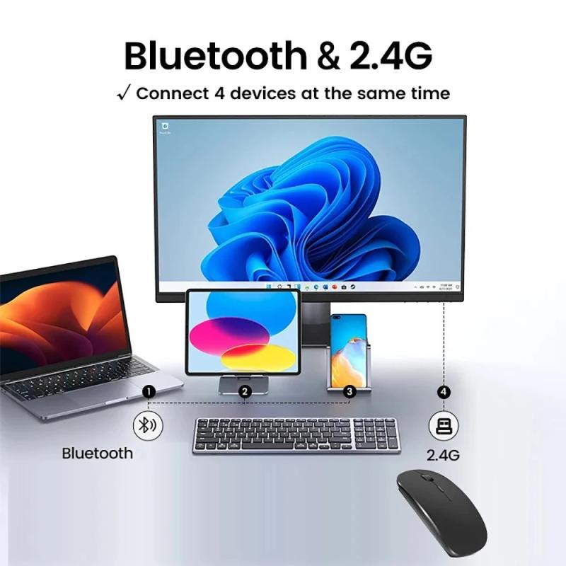 Bluetooth Wireless Keyboard Mini Keyboard For MacBook iPad 2.4G Rechar