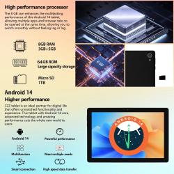 C10 Tablet 10.1 Inch Android 14 Phablet 8 GB RAM 32 GB ROM 1 TB TF Wid