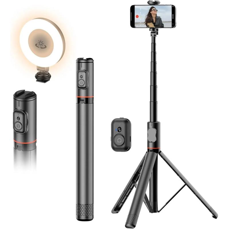 72 Inch Tripod Stand and Selfie Stick Expandable Phone Tripod Stand wi