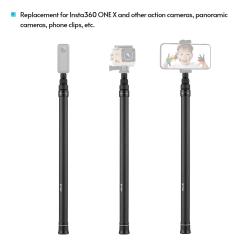 1.5m/ 4.9ft Carbon Fiber Selfie Stick Adjustable Extension Pole with 1