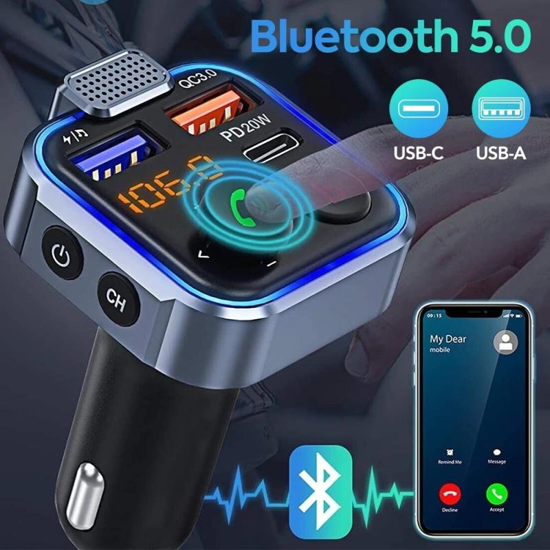 Bluetooth Adapter for Car, Wireless FM Radio Transmitter, Handsfree Ca