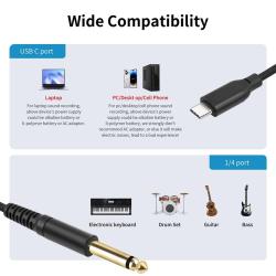 1/2/3M USB C To 6.35mm 1/4 TS Audio Stereo Cable Type C To 6.35mm Aux 