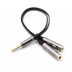 1PC 3.5mm Audio Splitter Cable 1male 2female Microphone Headphone Y Sp