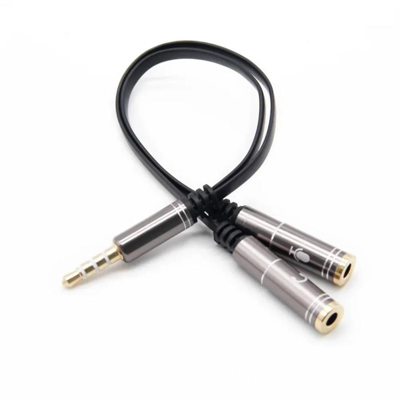 1PC 3.5mm Audio Splitter Cable 1male 2female Microphone Headphone Y Sp