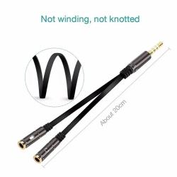 1PC 3.5mm Audio Splitter Cable 1male 2female Microphone Headphone Y Sp