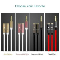 1PC 3.5mm Audio Splitter Cable 1male 2female Microphone Headphone Y Sp