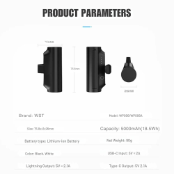 Lightning 2.1A 5000mAh Mini Portable Charger Powe