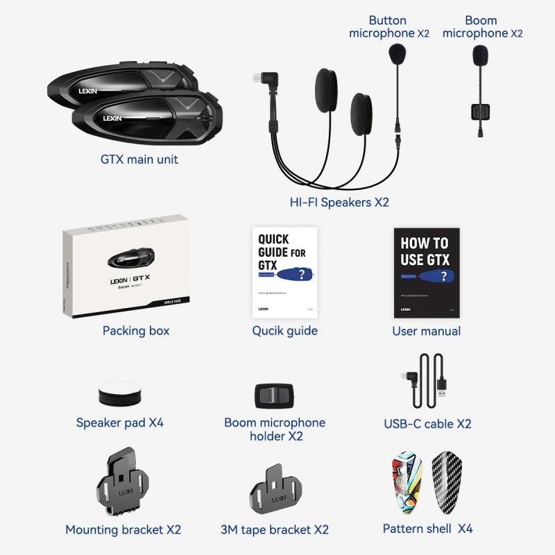 New 2023 Lexin GTX Intercom Bluetooth For Motorcycle Helmet Headset Su