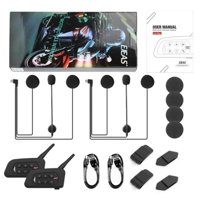 EJEAS Type-C V4 Plus Motorcycle Helmet Interphone Bluetooth 5.1 4-Way 