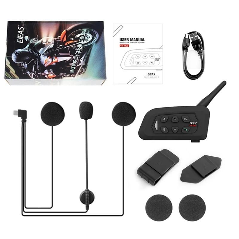 Original EJEAS 1PC Type C V4 Plus Motorcycle Helmet Headset Bluetooth 